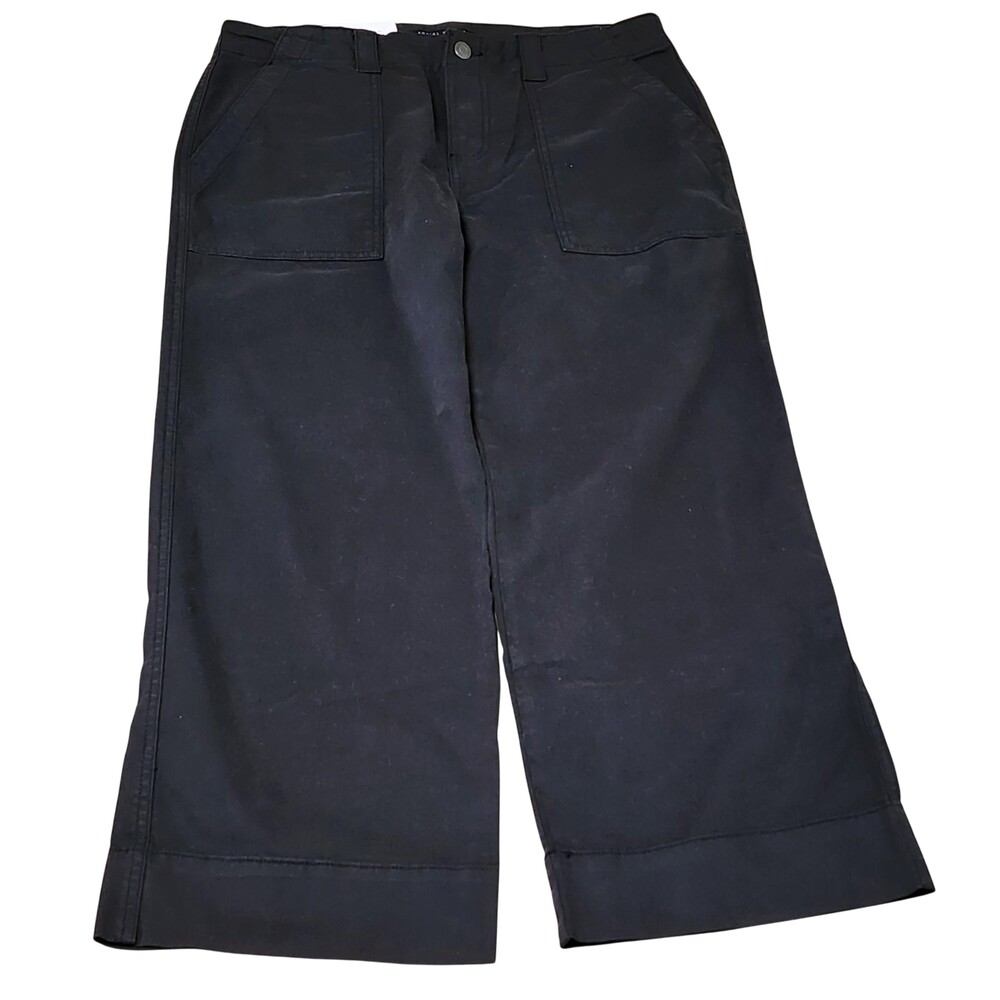 Social Standard By Sanctuary Crop Pants Womens 8 Black Utility Wide Leg Stretch